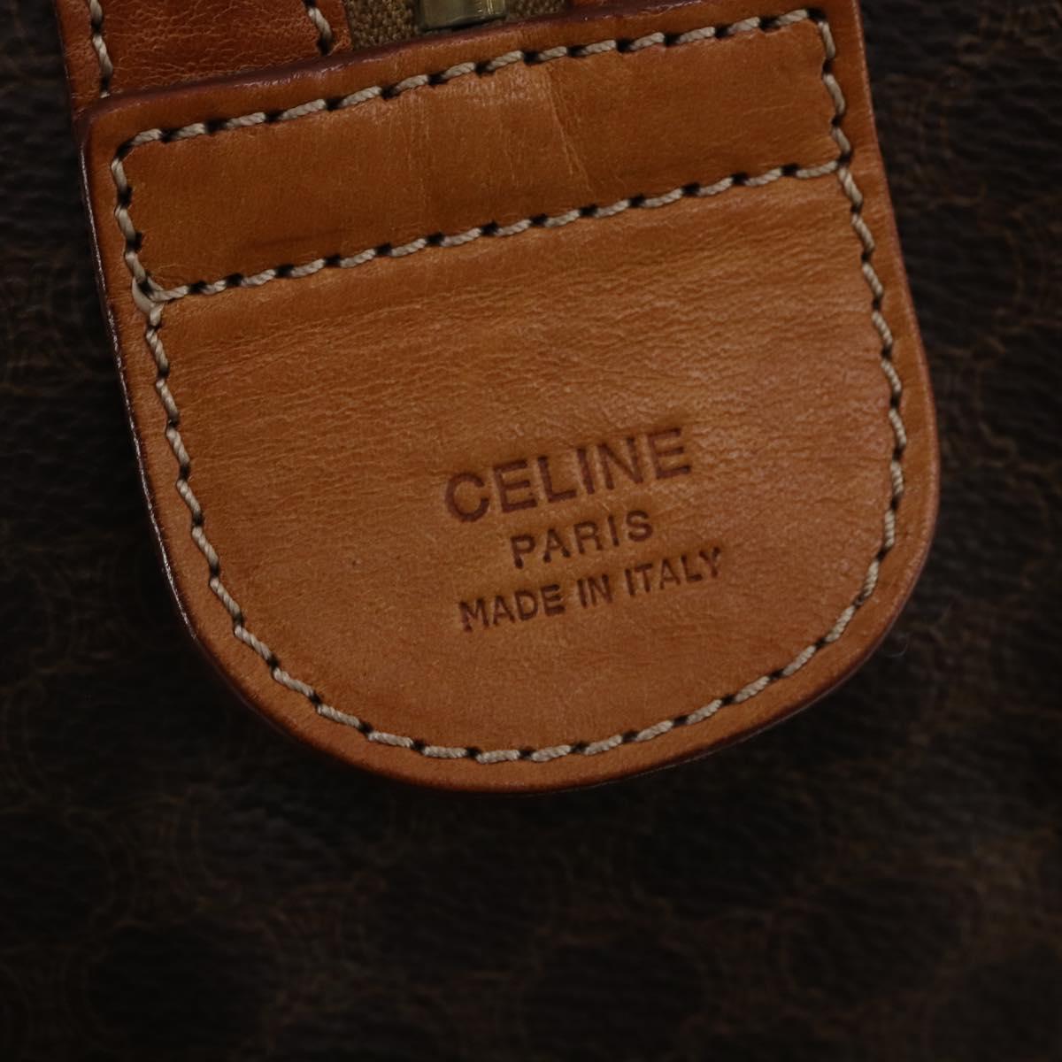 CELINE Macadam Canvas Boston Bag PVC Leather Brown Gold Auth 203442V