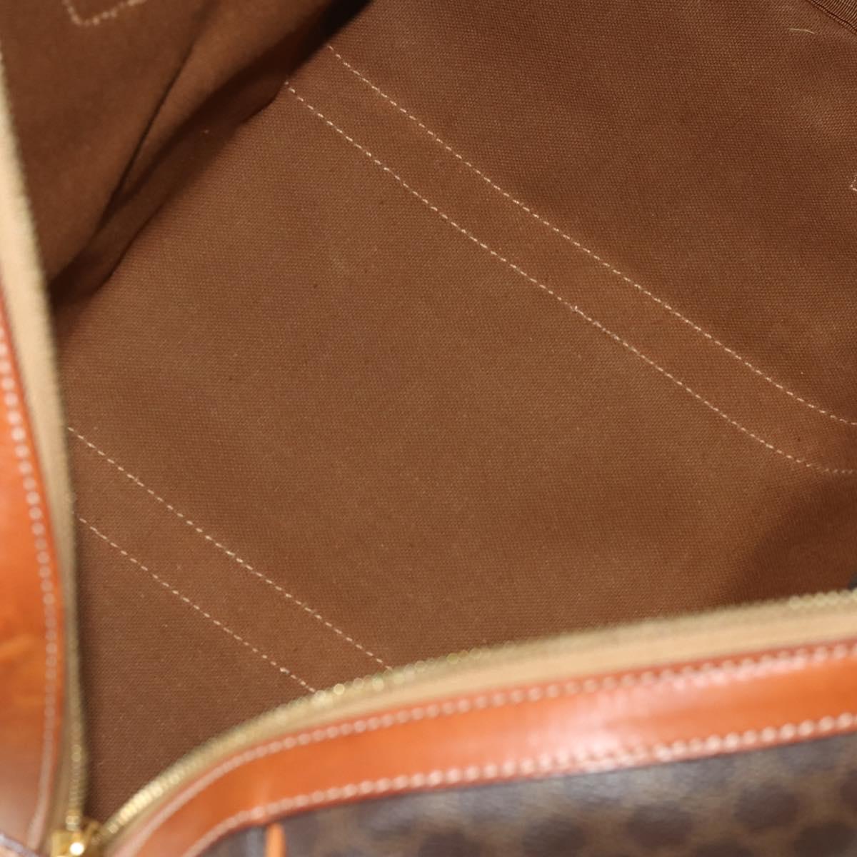 CELINE Macadam Canvas Boston Bag PVC Leather Brown Gold Auth 203442V