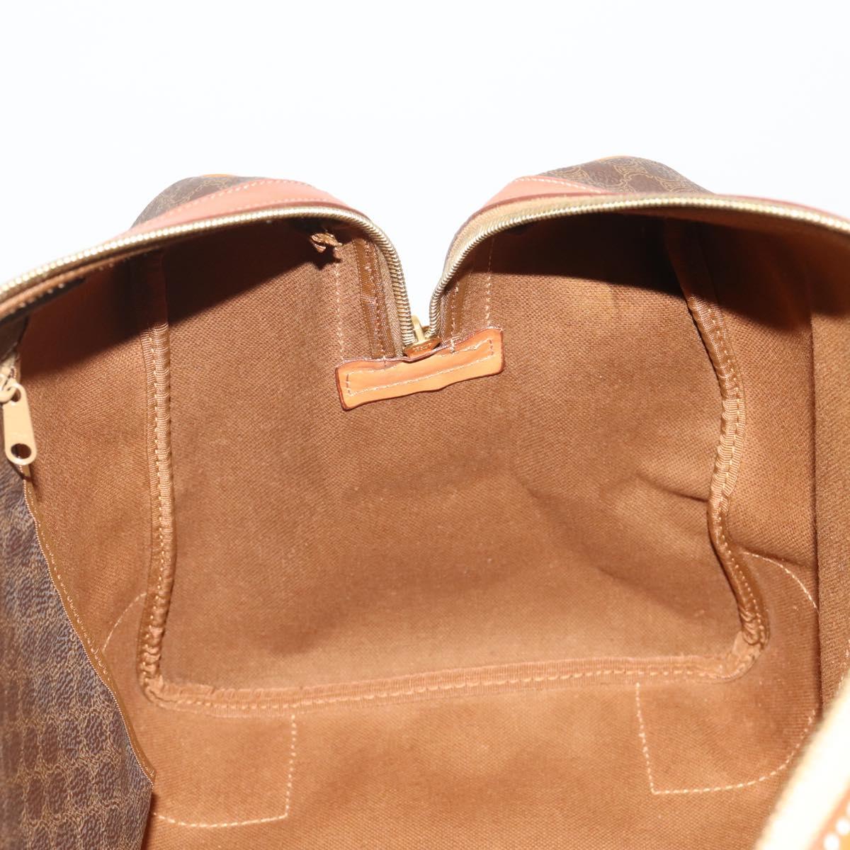 CELINE Macadam Canvas Boston Bag PVC Leather Brown Gold Auth 203442V