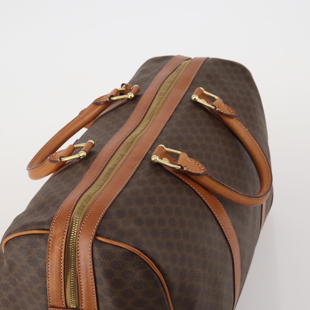 CELINE Macadam Canvas Boston Bag PVC Leather Brown Gold Auth 203442V