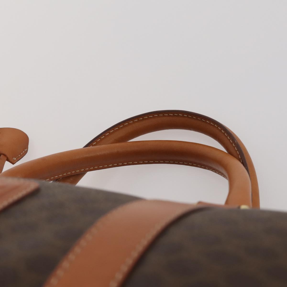 CELINE Macadam Canvas Boston Bag PVC Leather Brown Gold Auth 203442V