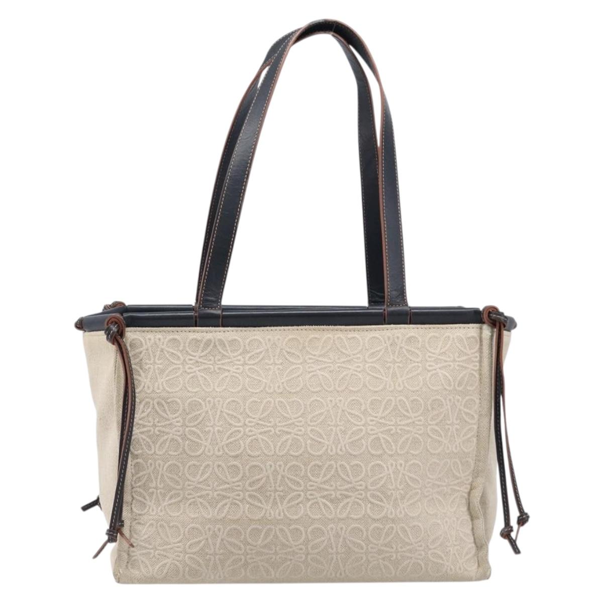 LOEWE Cushion Tote Bag Canvas Beige Auth 203445V