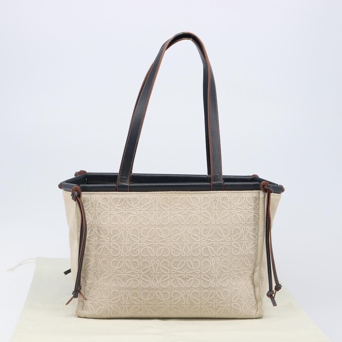 LOEWE Cushion Tote Bag Canvas Beige Auth 203445V
