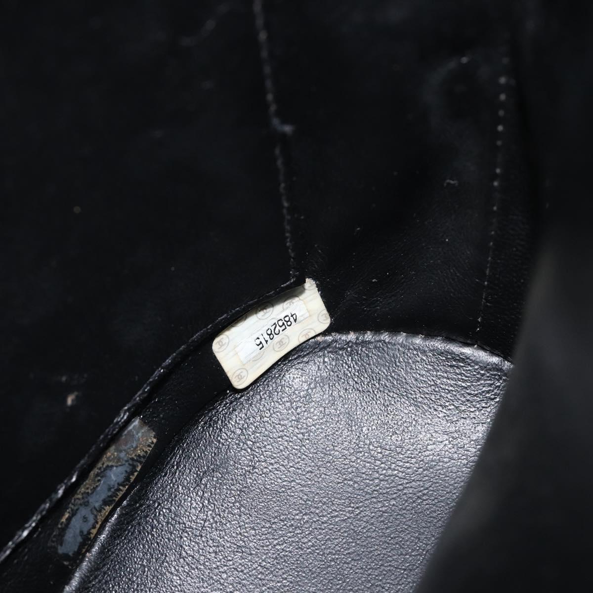 CHANEL Matelasse Tote Bag Lamb Skin Black Gold CC Auth 203447V