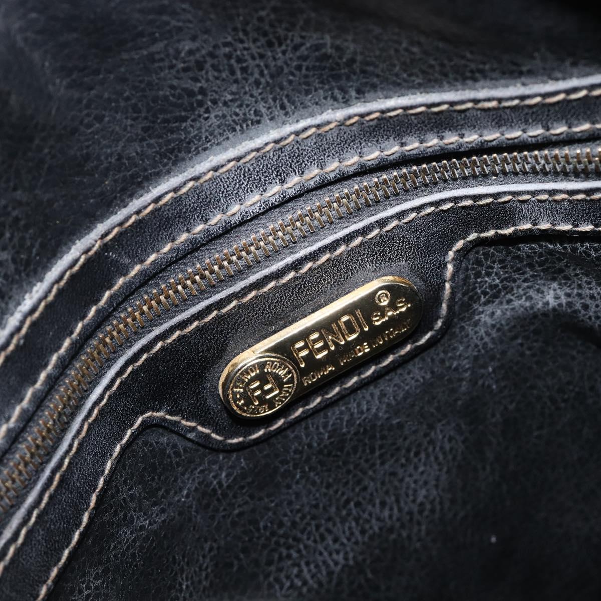 FENDI Pecan Canvas Hand Bag PVC Brown Black Auth 203448