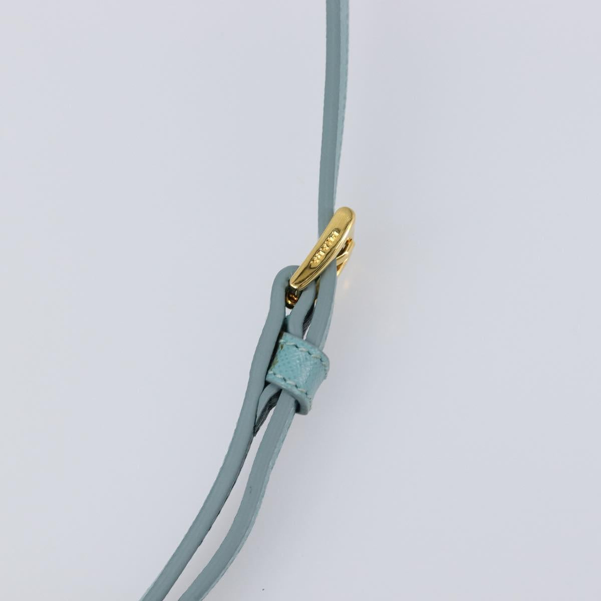 PRADA Boston Bag Saffiano leather 2way Light Blue Gold Auth 203450M