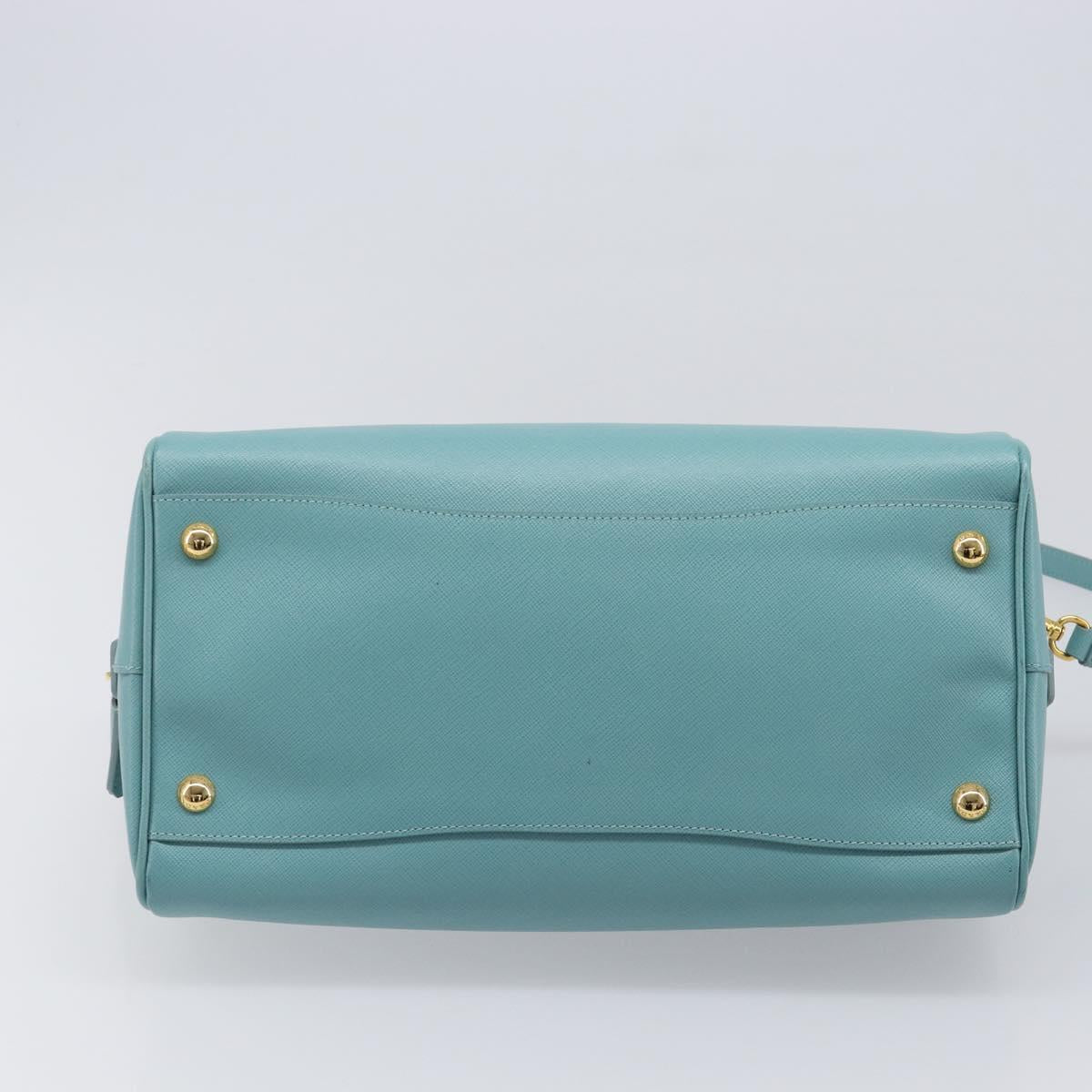 PRADA Boston Bag Saffiano leather 2way Light Blue Gold Auth 203450M