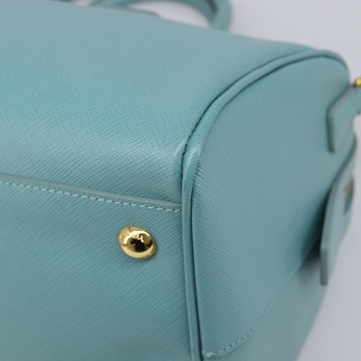 PRADA Boston Bag Saffiano leather 2way Light Blue Gold Auth 203450M
