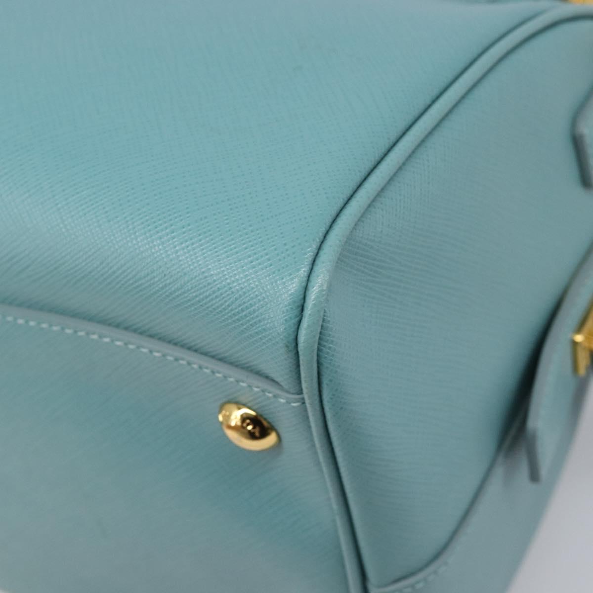 PRADA Boston Bag Saffiano leather 2way Light Blue Gold Auth 203450M
