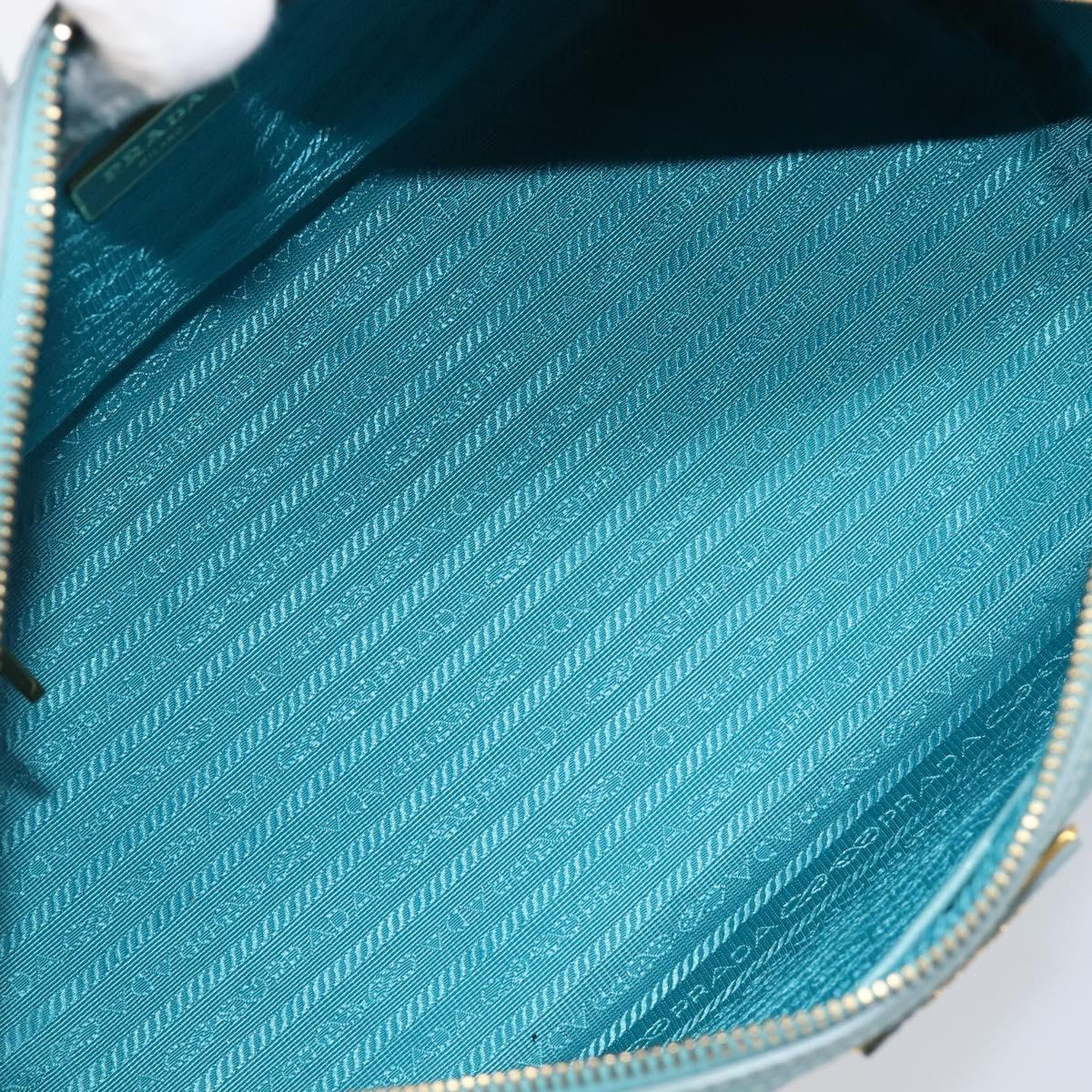 PRADA Boston Bag Saffiano leather 2way Light Blue Gold Auth 203450M