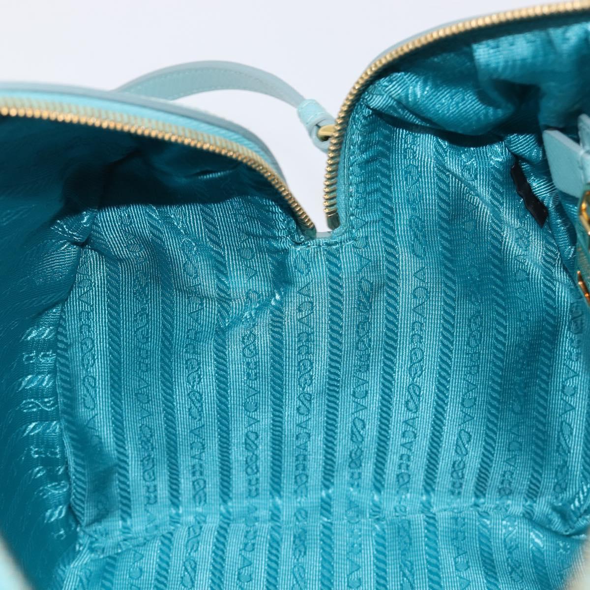 PRADA Boston Bag Saffiano leather 2way Light Blue Gold Auth 203450M