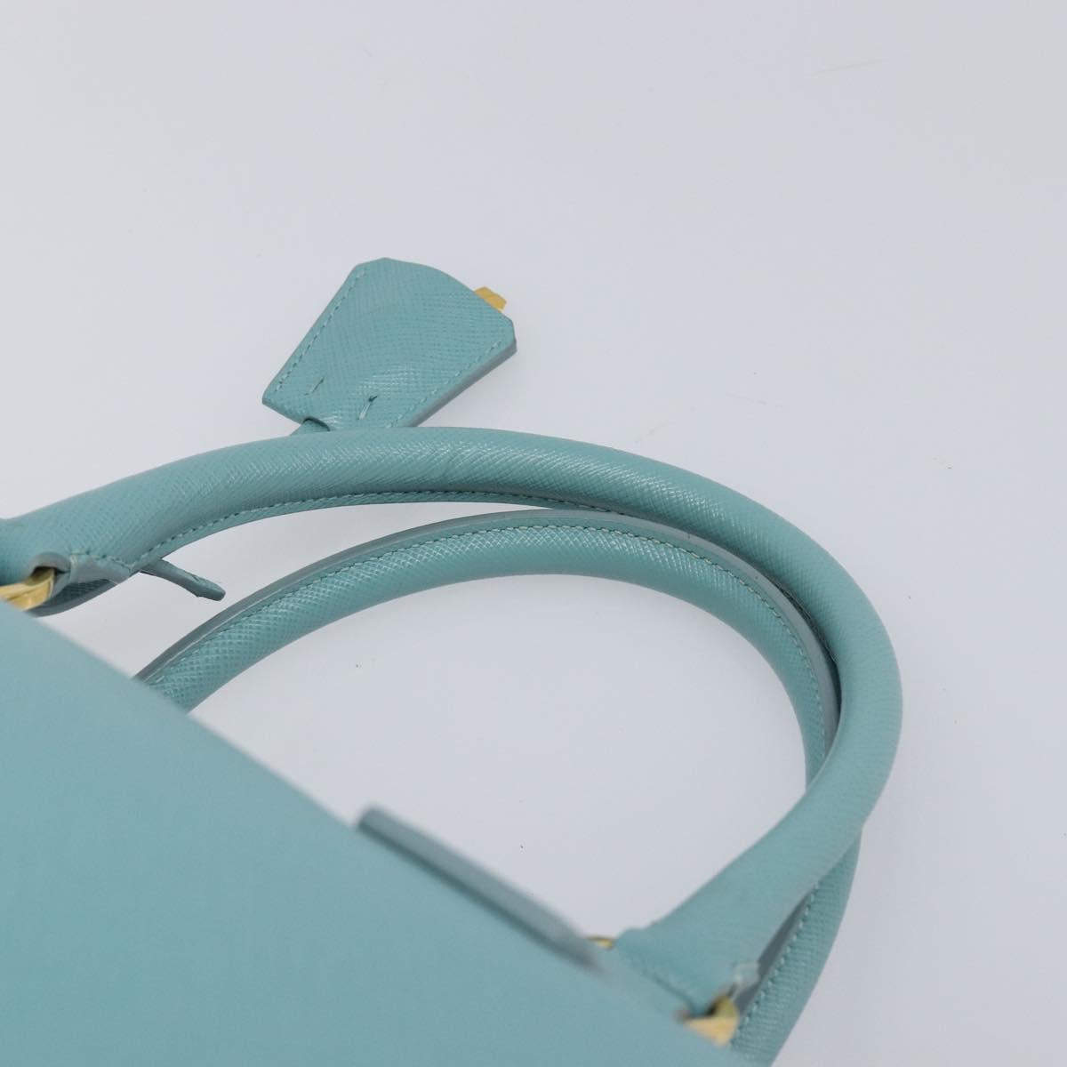 PRADA Boston Bag Saffiano leather 2way Light Blue Gold Auth 203450M