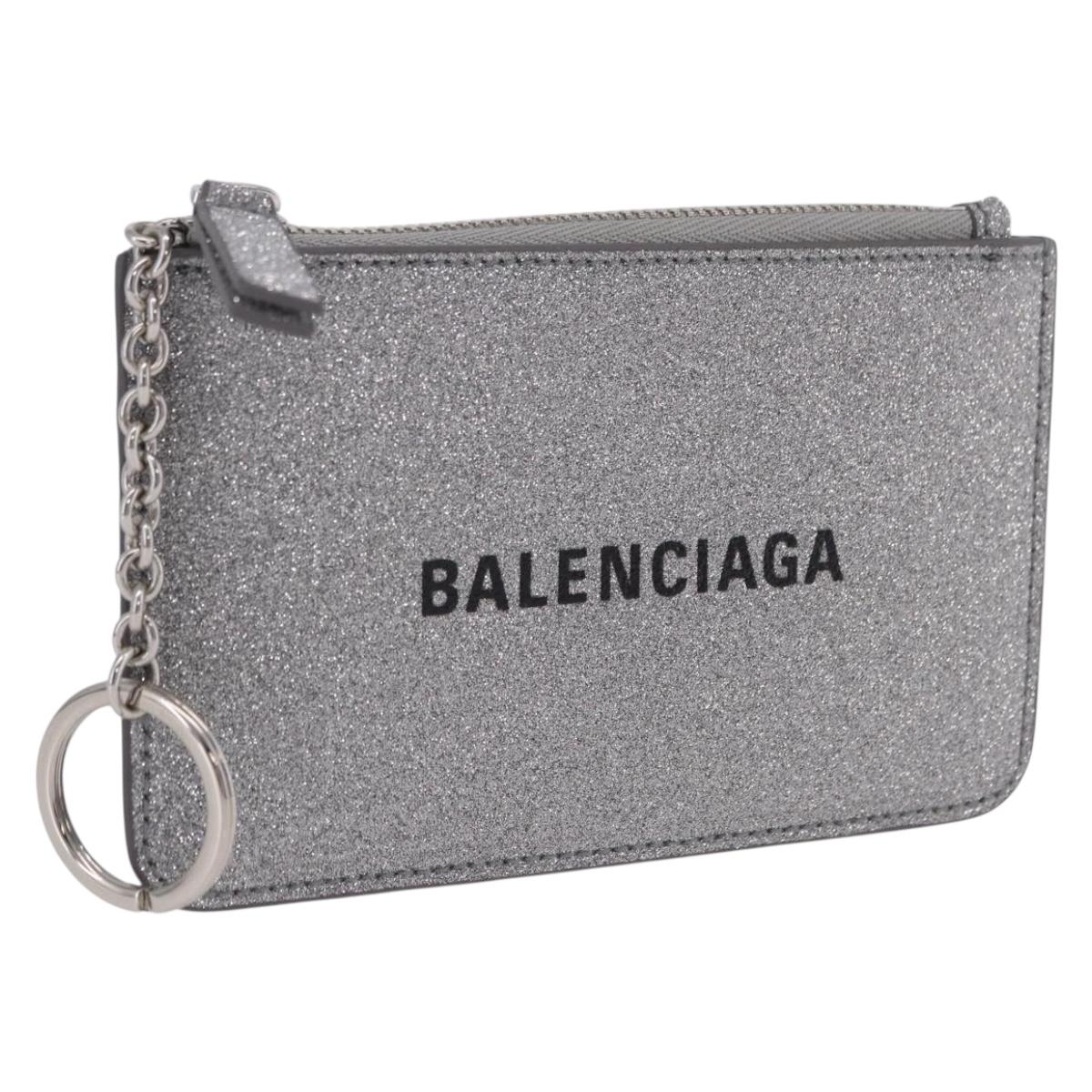 BALENCIAGA Every Day Coin Purse Leather Silver 581306 Auth 203452V