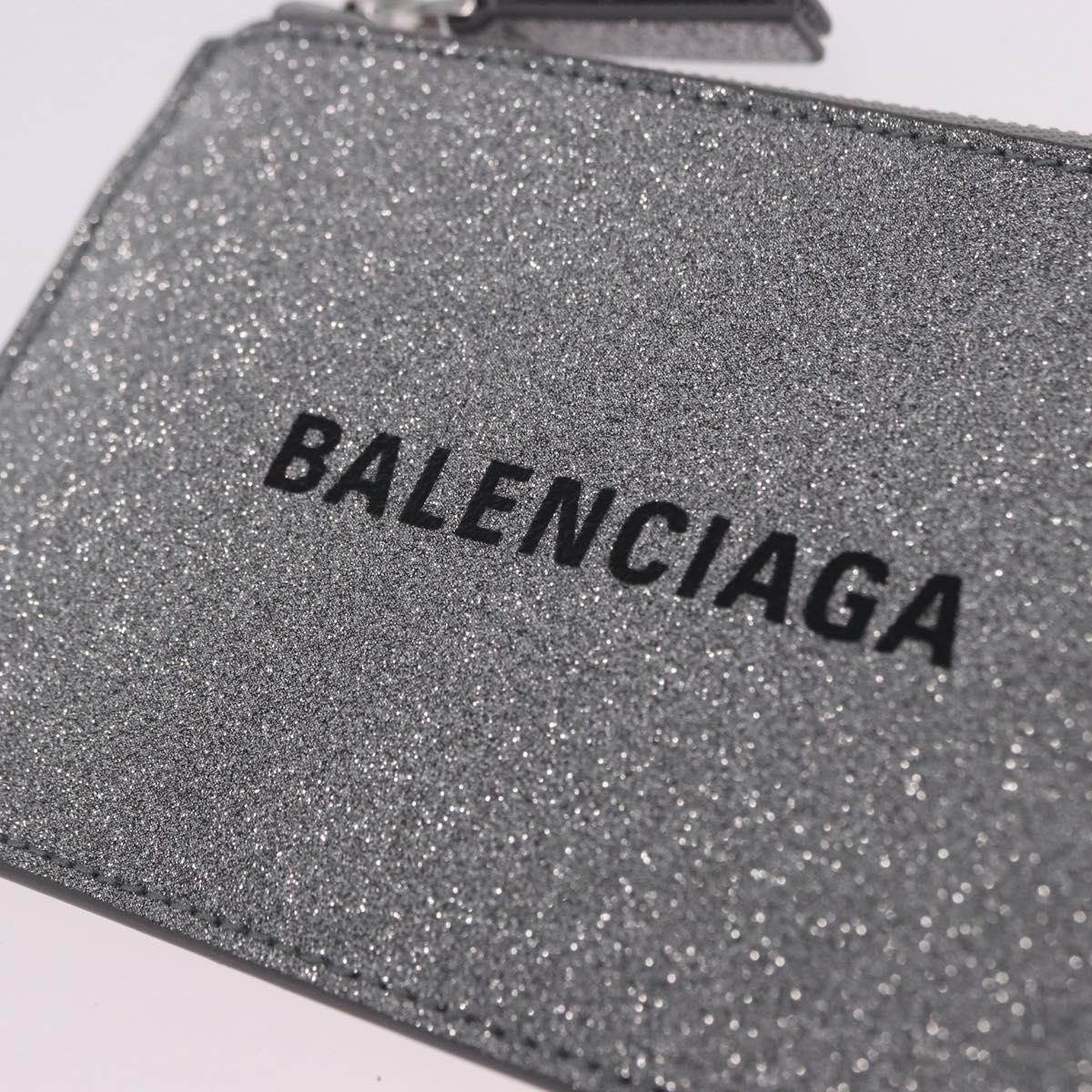 BALENCIAGA Every Day Coin Purse Leather Silver 581306 Auth 203452V
