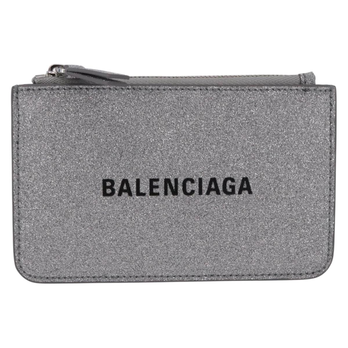 BALENCIAGA Every Day Coin Purse Leather Silver 581306 Auth 203452V