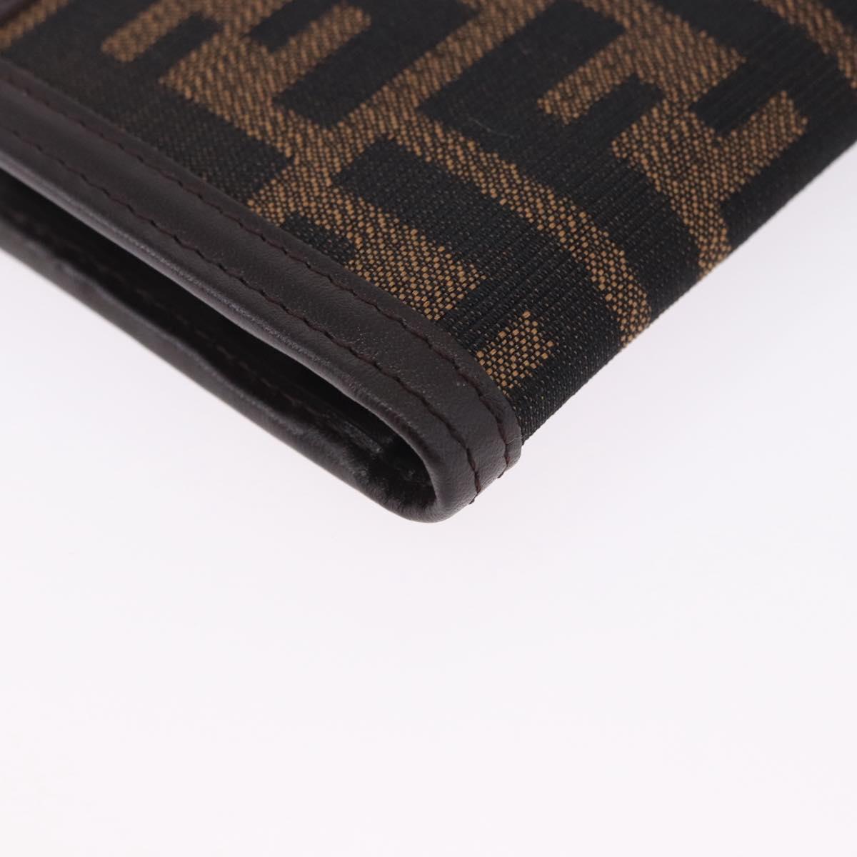 FENDI Zucca Canvas Long Wallet Black Brown Auth 203453V
