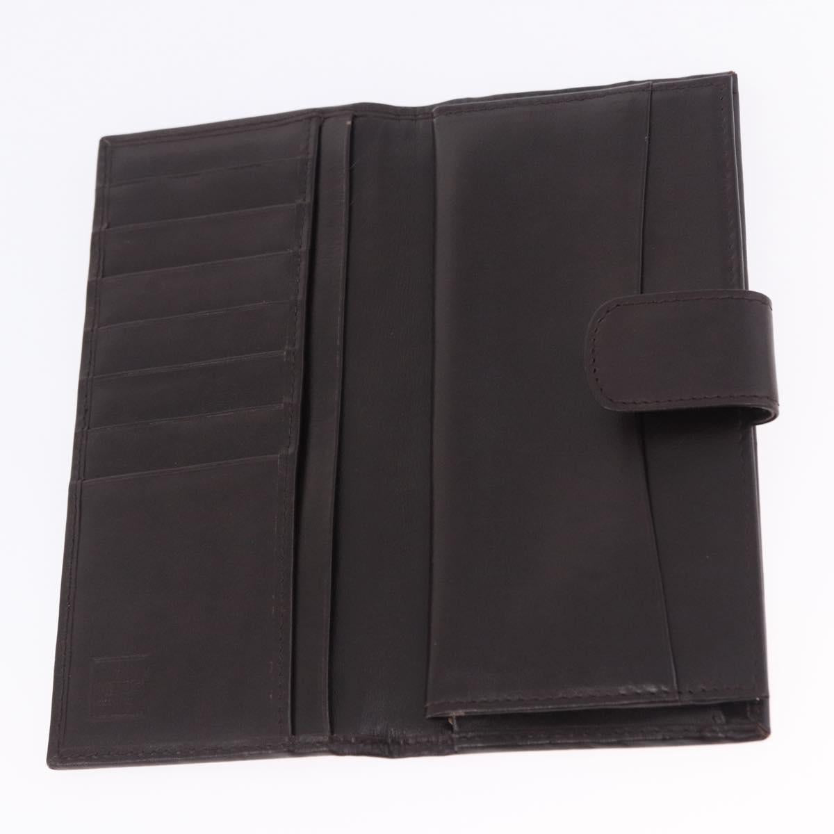 FENDI Zucca Canvas Long Wallet Black Brown Auth 203453V