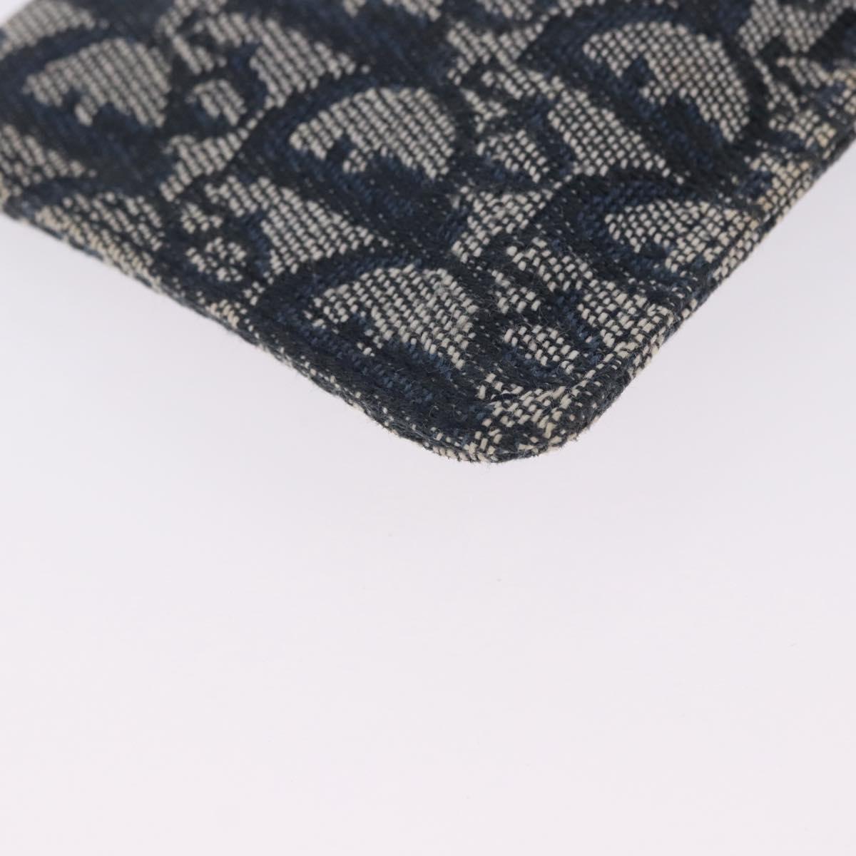 Christian Dior Trotter Canvas Pouch Navy Silver Auth 203455A
