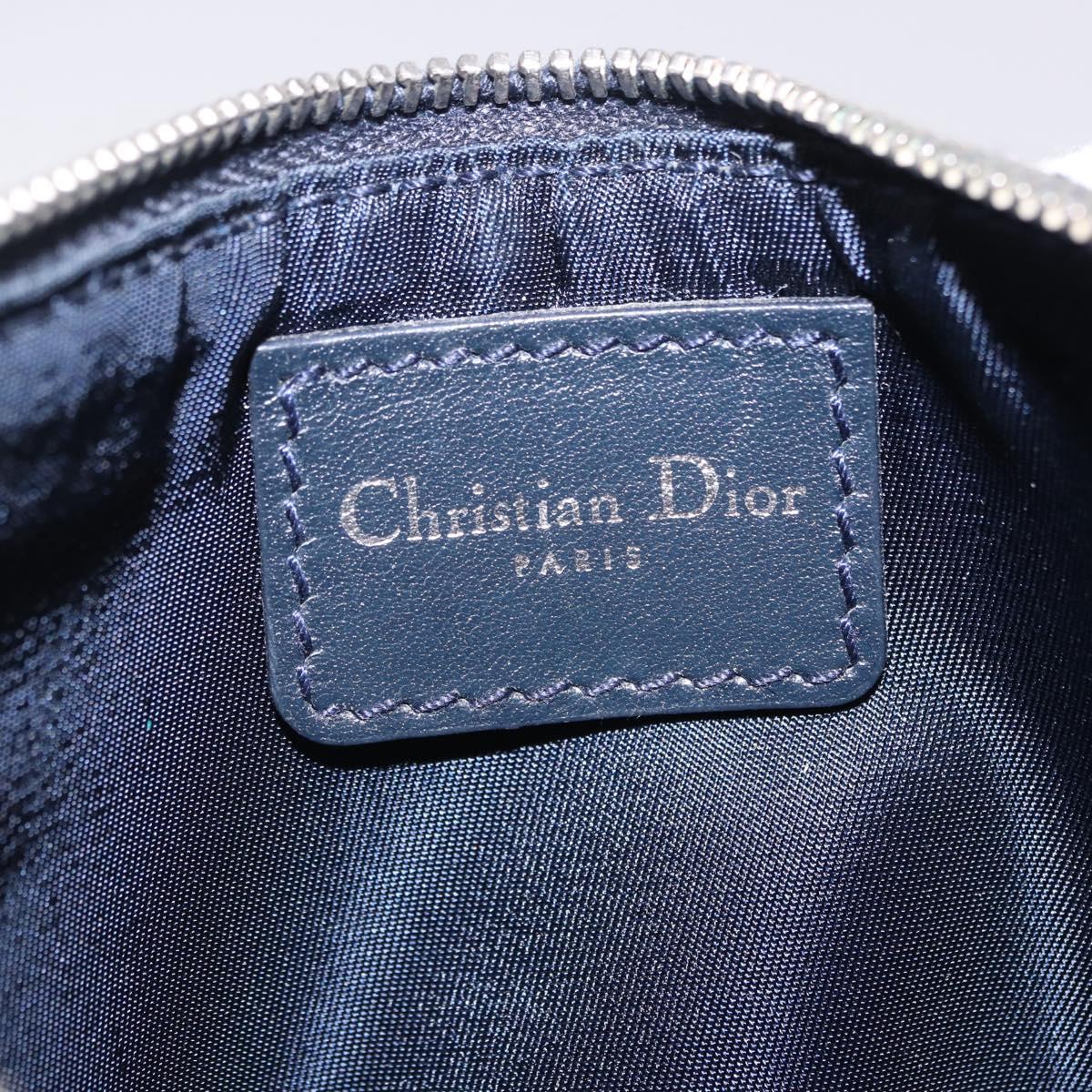 Christian Dior Trotter Canvas Pouch Navy Silver Auth 203455A