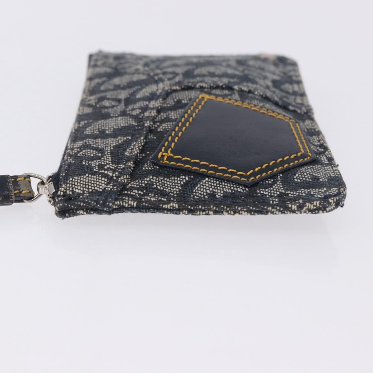 Christian Dior Trotter Canvas Pouch Navy Silver Auth 203455A