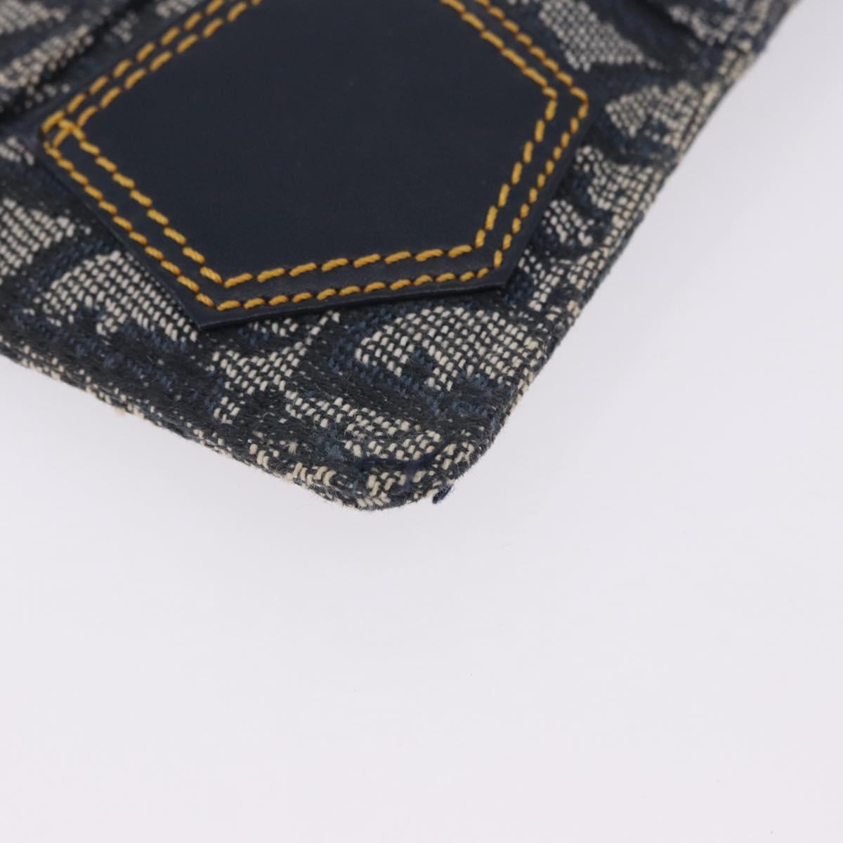 Christian Dior Trotter Canvas Pouch Navy Silver Auth 203455A
