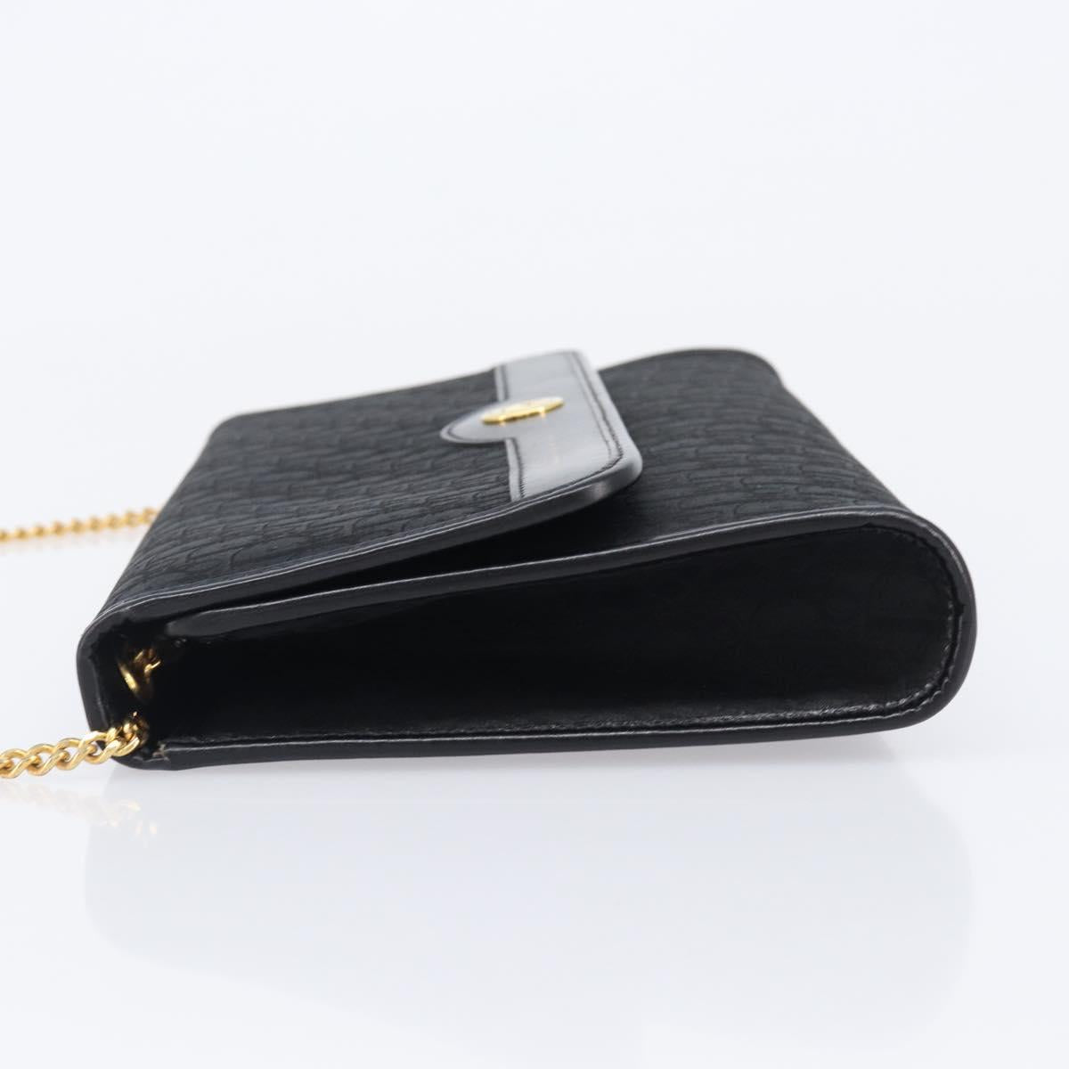 Christian Dior Trotter Canvas Chain Shoulder Bag Black Gold Auth 203456