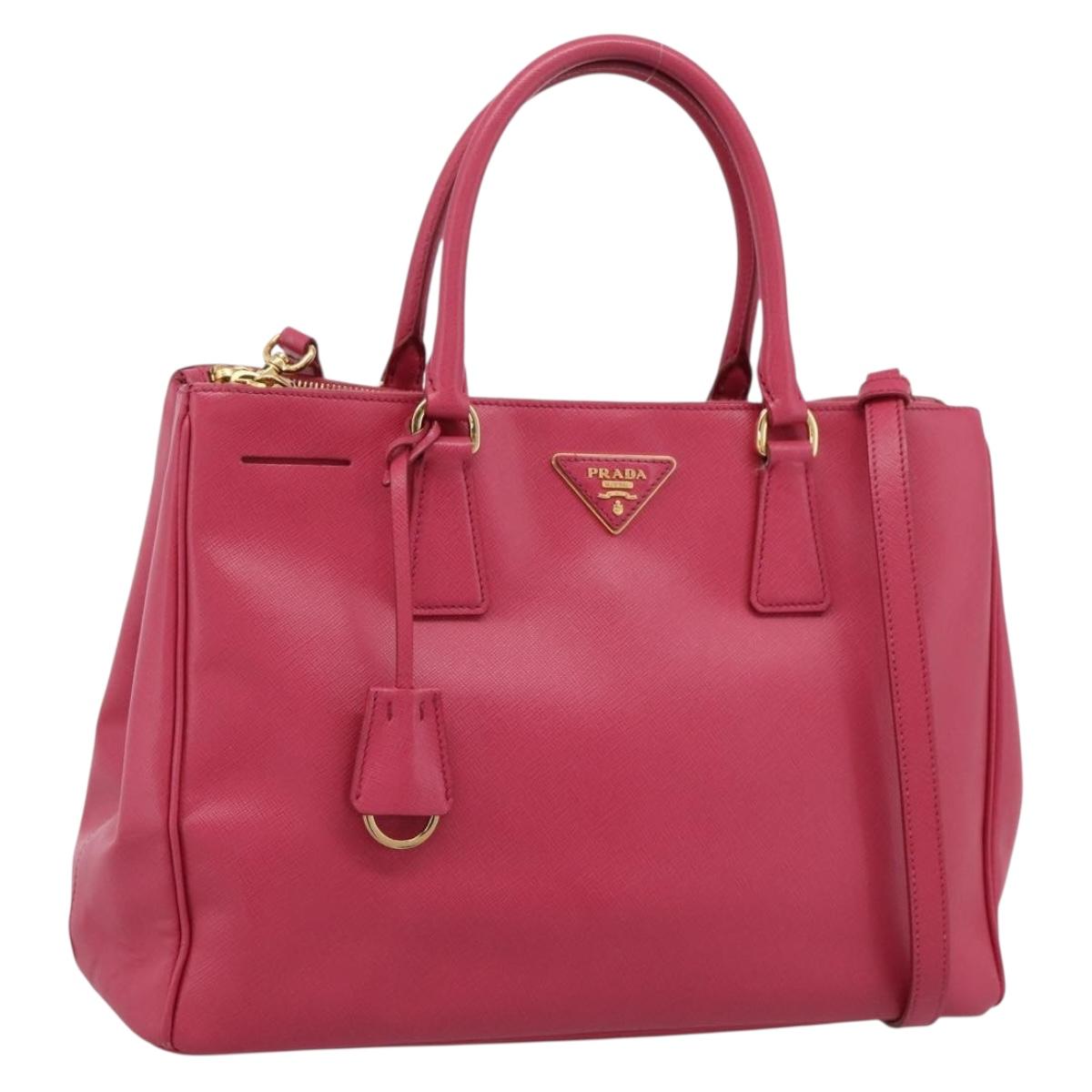 PRADA Galleria Hand Bag Safiano Leather 2way Pink Gold Auth 203457V
