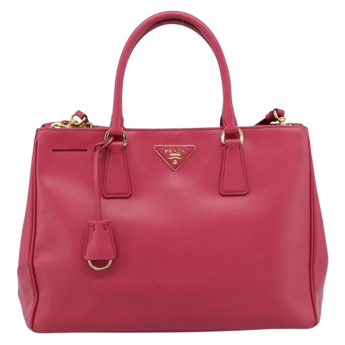 PRADA Galleria Hand Bag Safiano Leather 2way Pink Gold Auth 203457V