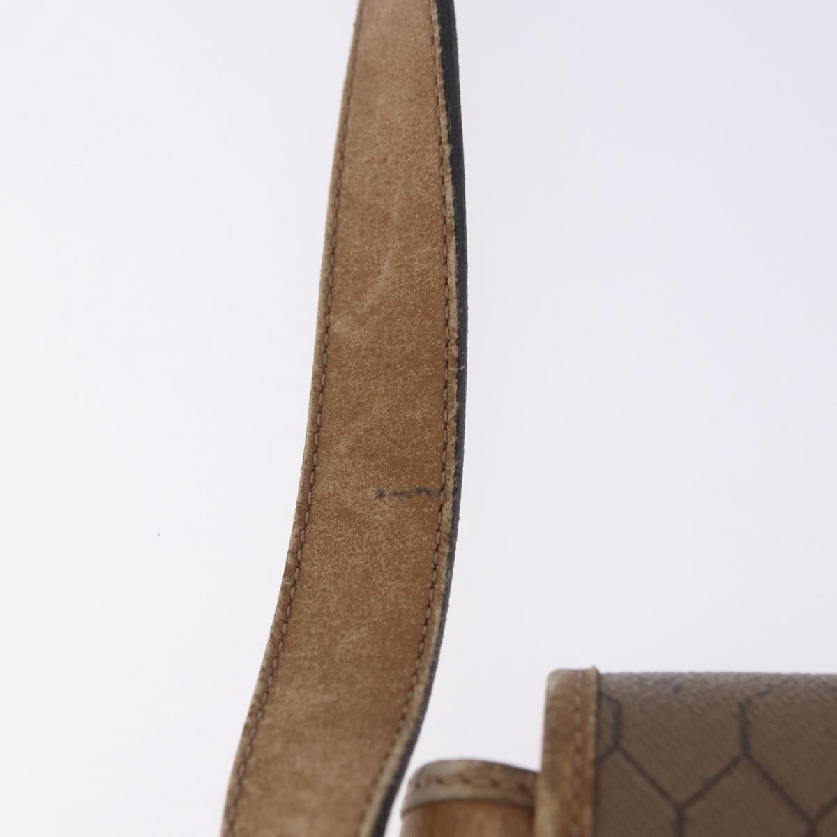 Christian Dior Honeycomb Canvas Shoulder Bag PVC Beige Gold Auth 203461