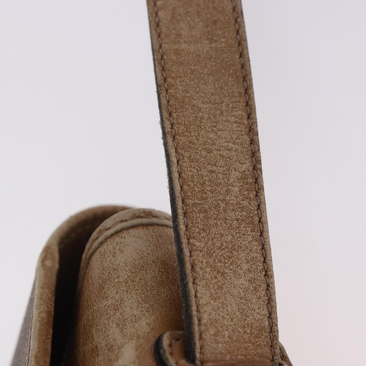 Christian Dior Honeycomb Canvas Shoulder Bag PVC Beige Gold Auth 203461