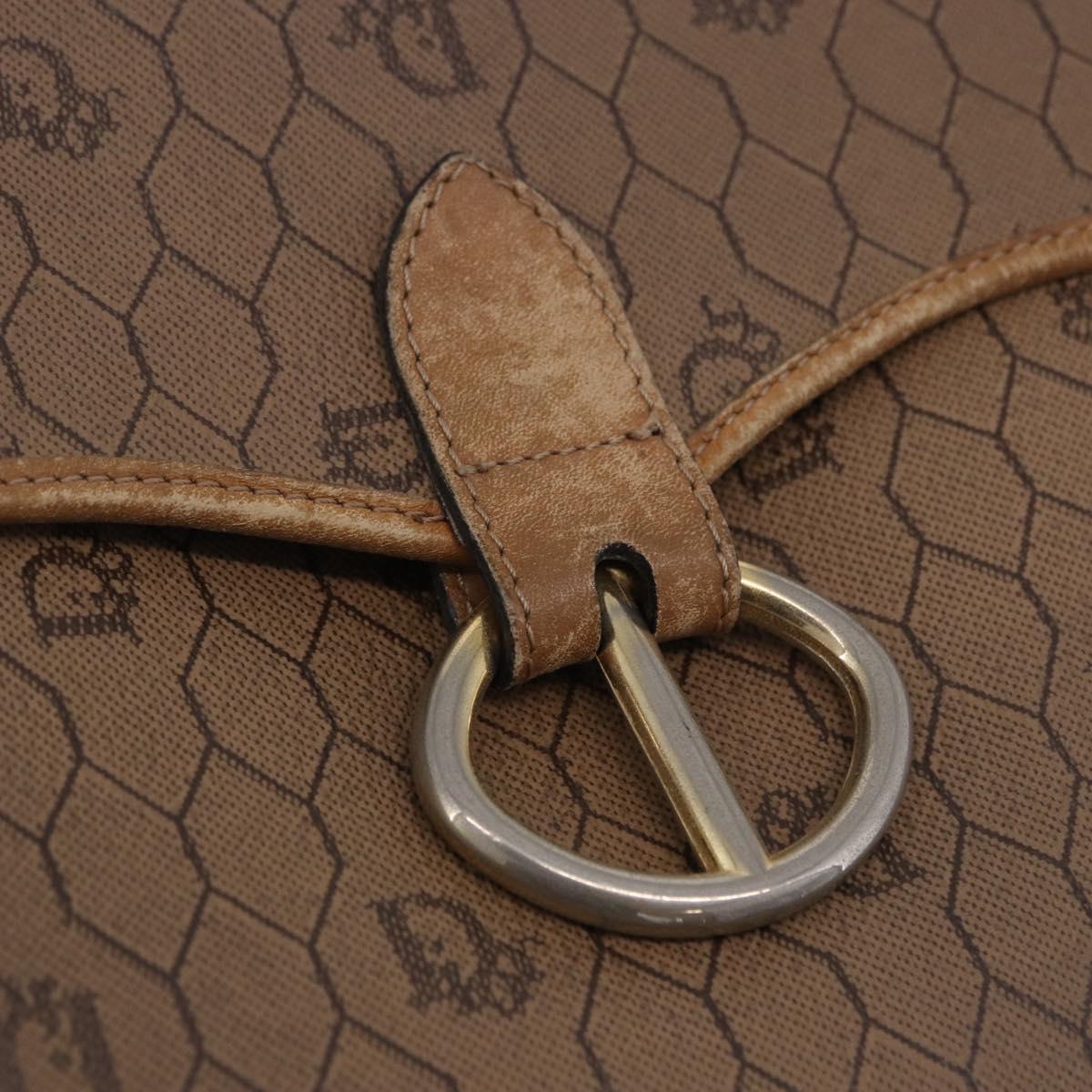 Christian Dior Honeycomb Canvas Shoulder Bag PVC Beige Gold Auth 203461