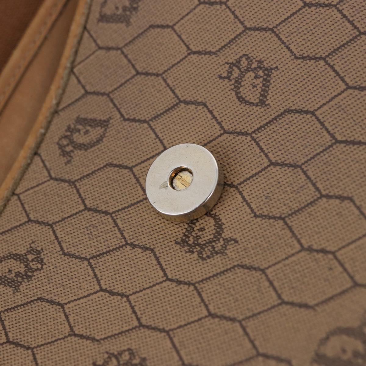 Christian Dior Honeycomb Canvas Shoulder Bag PVC Beige Gold Auth 203461