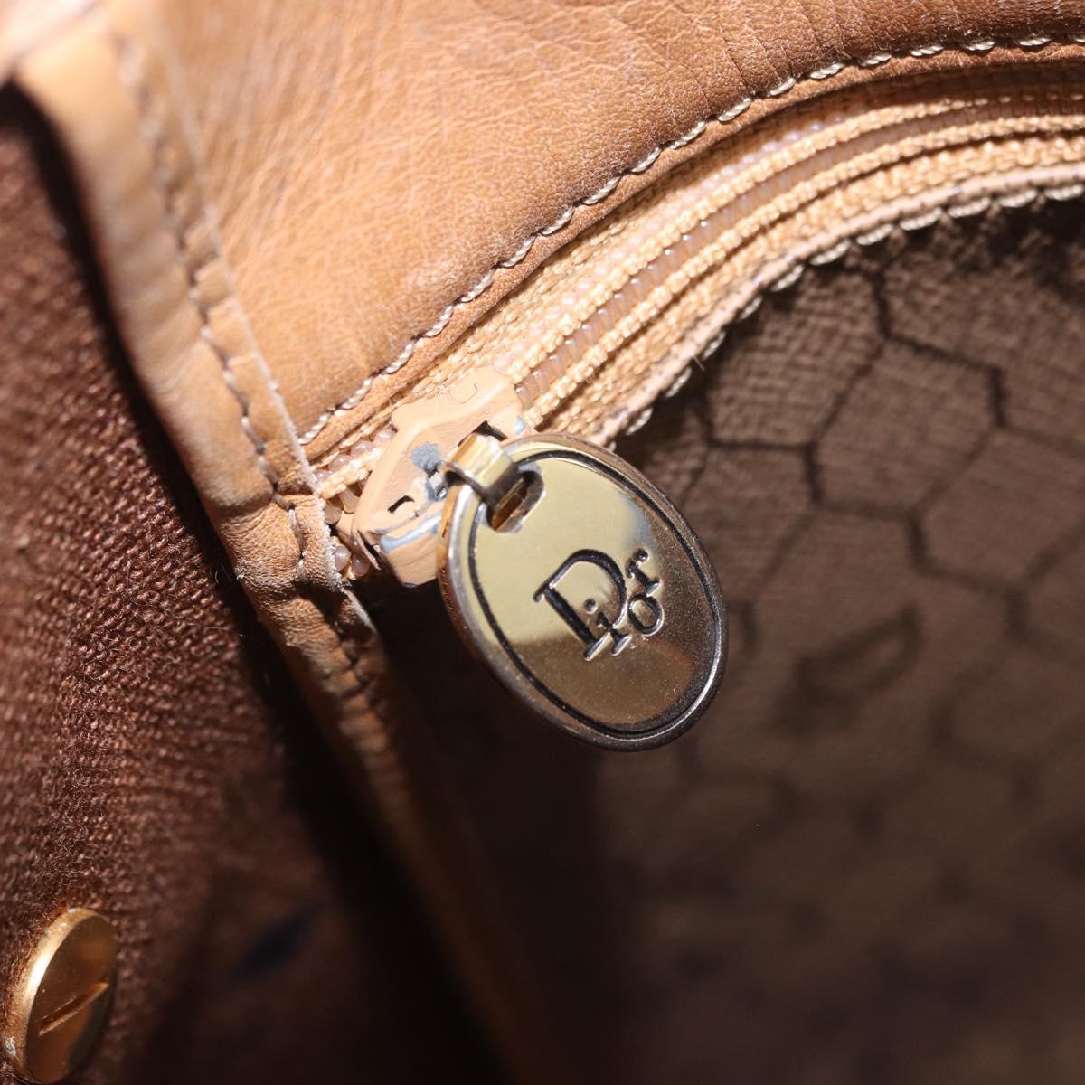 Christian Dior Honeycomb Canvas Shoulder Bag PVC Beige Gold Auth 203461