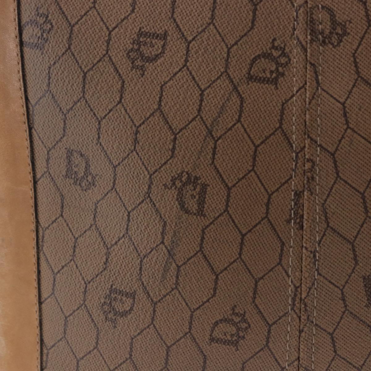 Christian Dior Honeycomb Canvas Shoulder Bag PVC Beige Gold Auth 203461