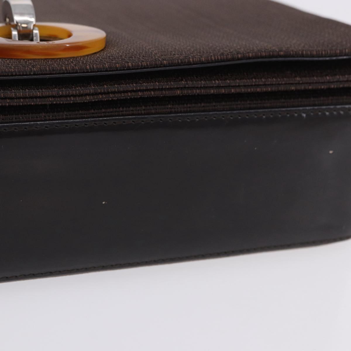 Christian Dior Shoulder Bag Canvas Brown Silver Auth 203462A
