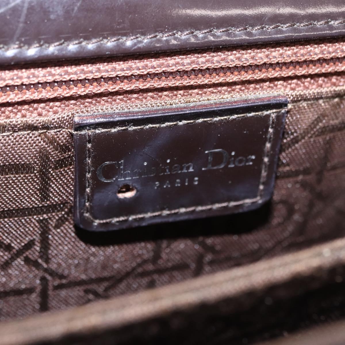 Christian Dior Shoulder Bag Canvas Brown Silver Auth 203462A