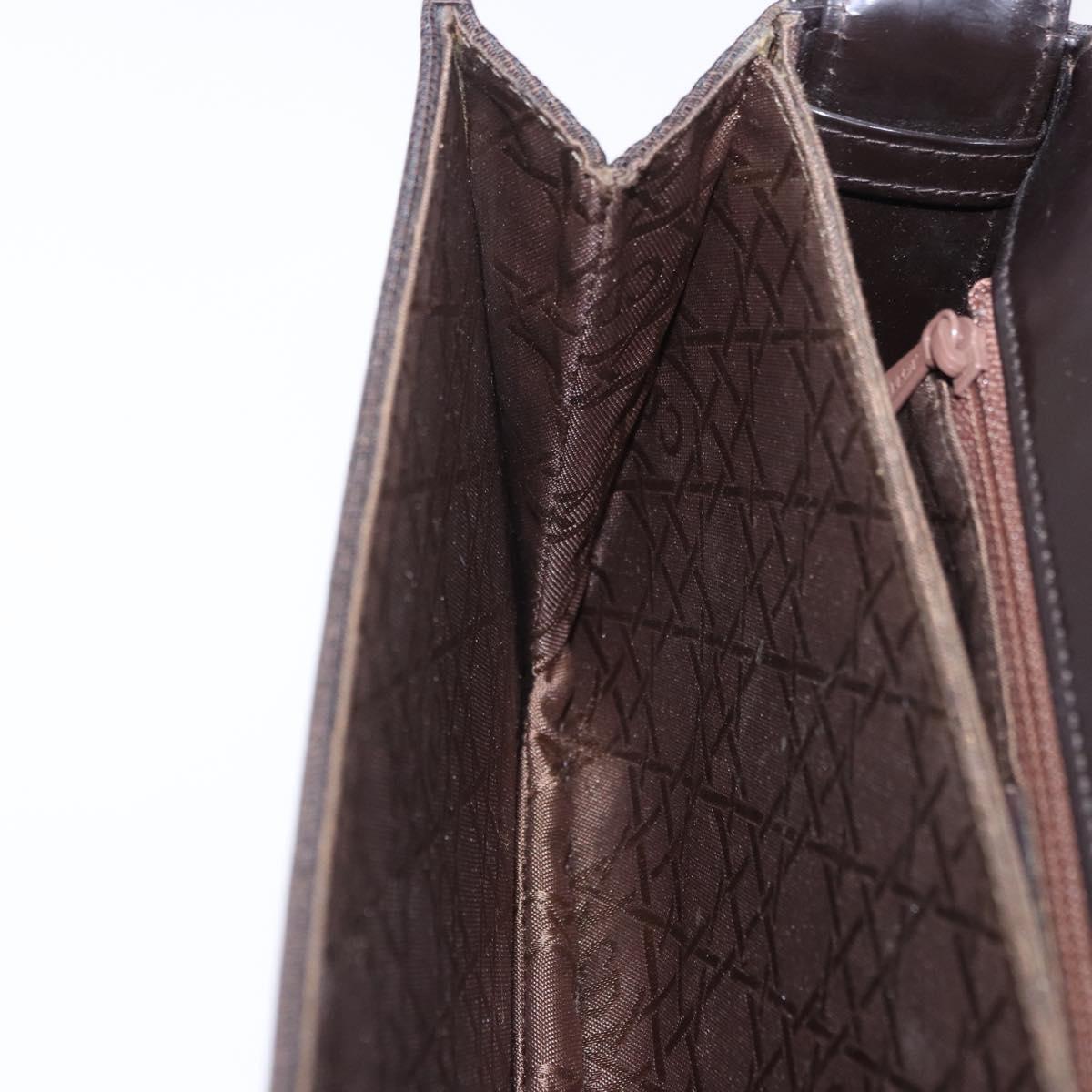 Christian Dior Shoulder Bag Canvas Brown Silver Auth 203462A