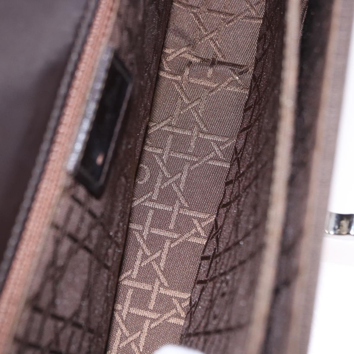 Christian Dior Shoulder Bag Canvas Brown Silver Auth 203462A