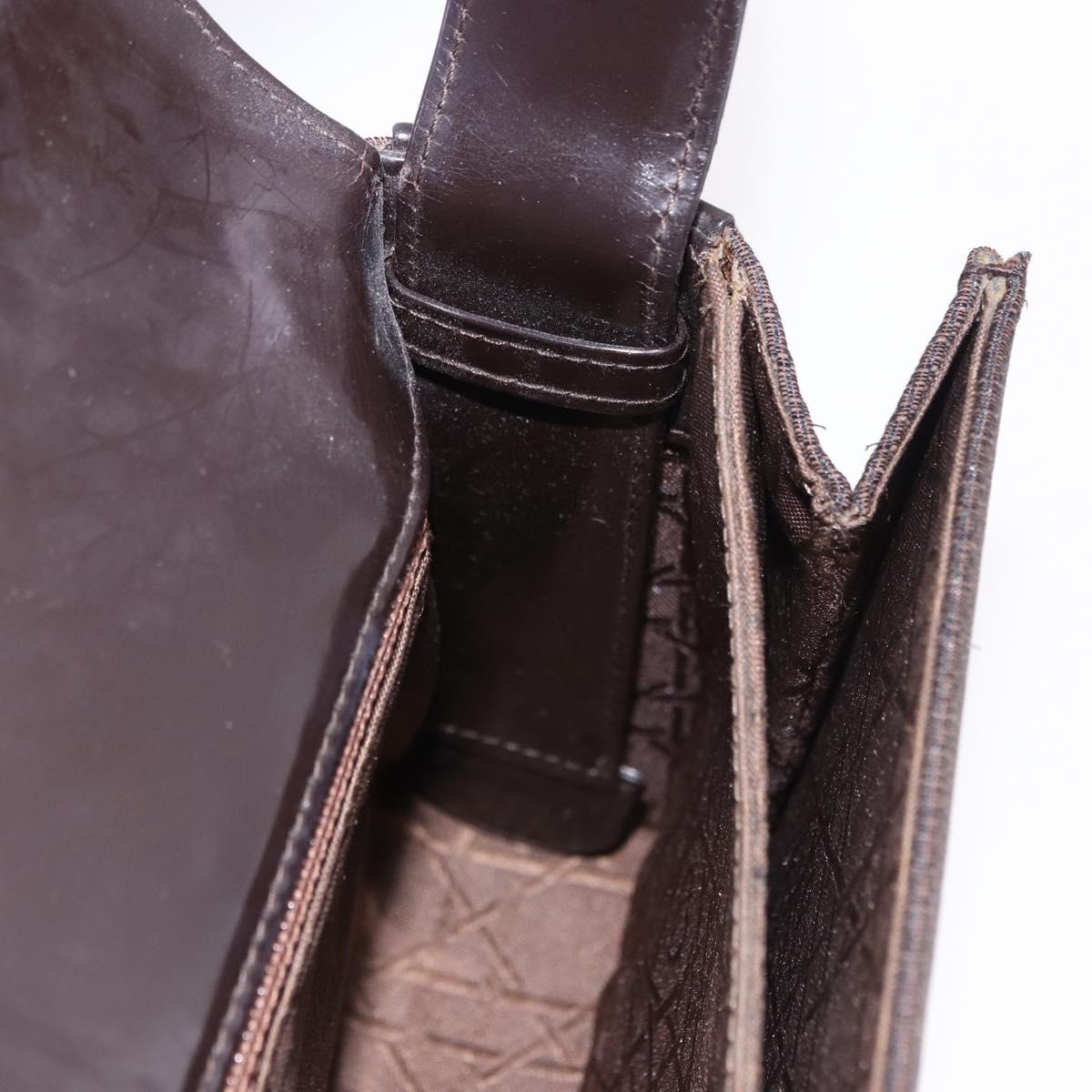 Christian Dior Shoulder Bag Canvas Brown Silver Auth 203462A