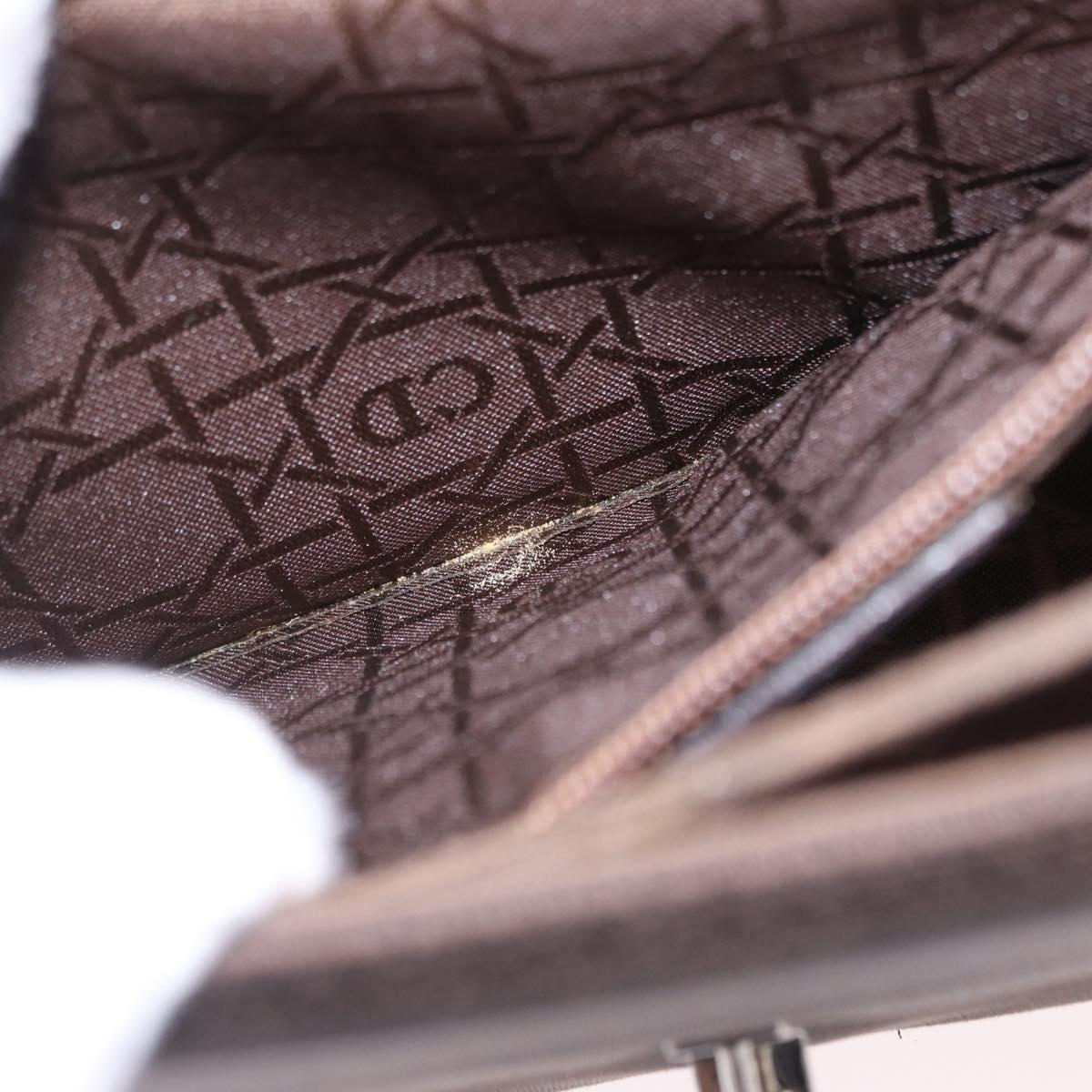 Christian Dior Shoulder Bag Canvas Brown Silver Auth 203462A
