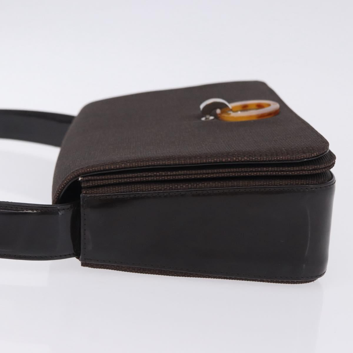 Christian Dior Shoulder Bag Canvas Brown Silver Auth 203462A
