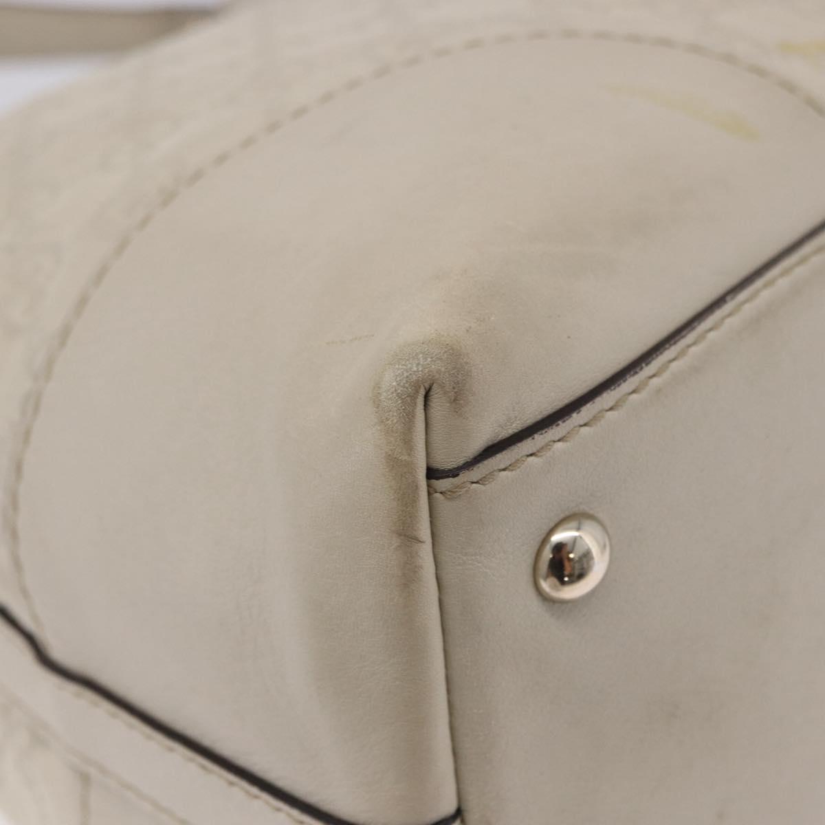 GUCCI GG Canvas Guccissima Shoulder Bag Leather Ivory Gold 257070 Auth 203463A