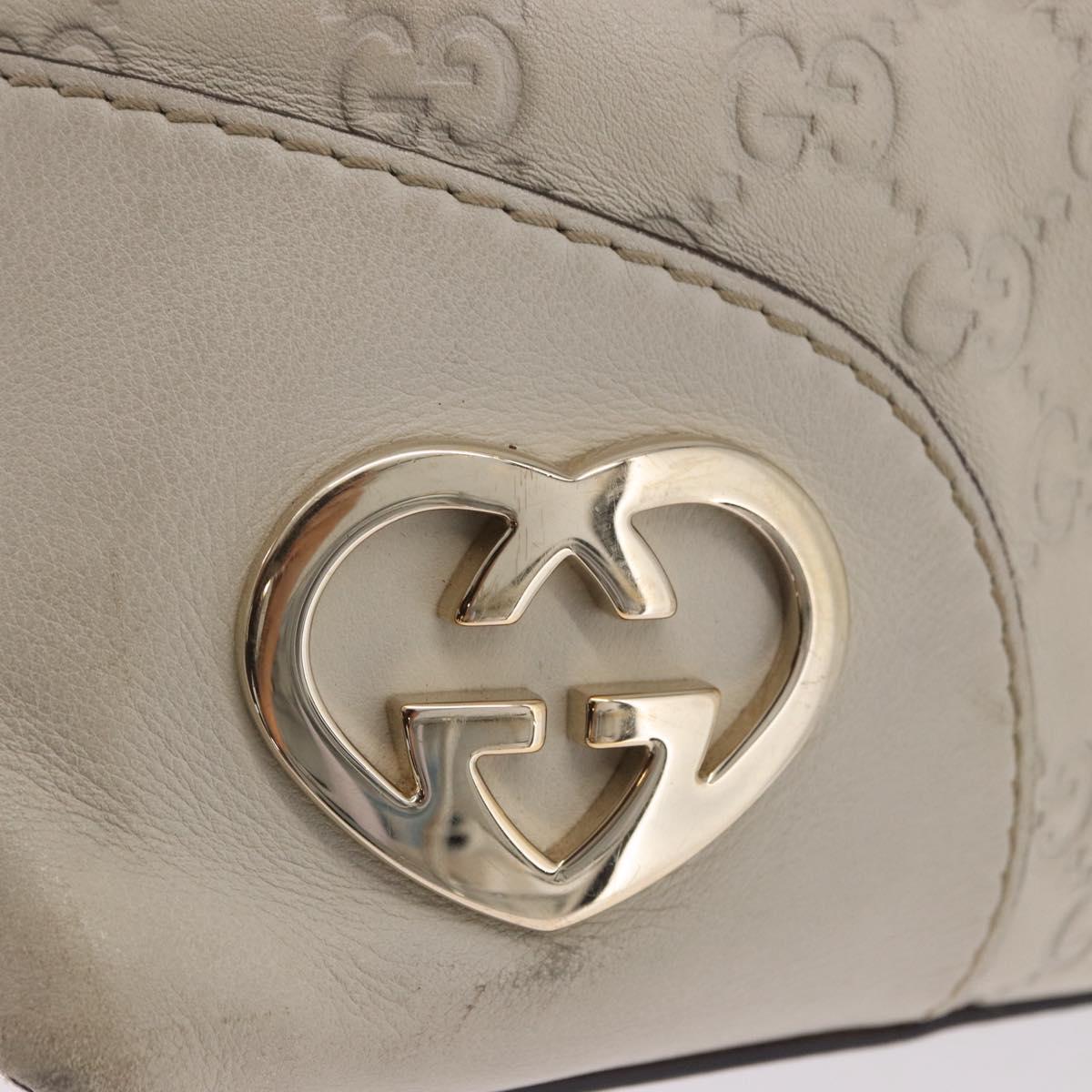 GUCCI GG Canvas Guccissima Shoulder Bag Leather Ivory Gold 257070 Auth 203463A