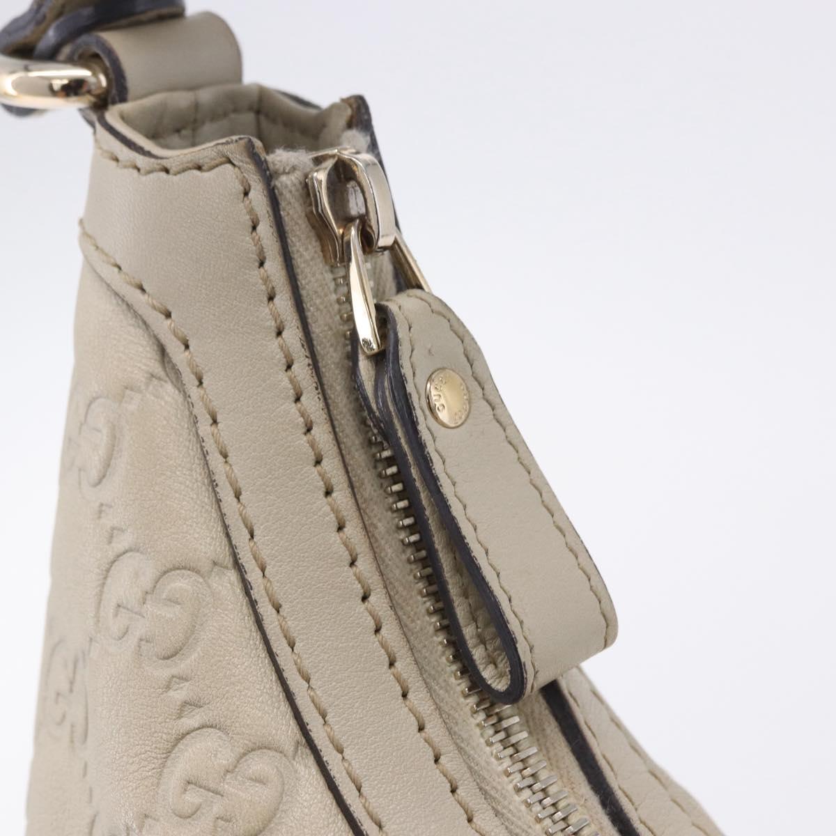 GUCCI GG Canvas Guccissima Shoulder Bag Leather Ivory Gold 257070 Auth 203463A