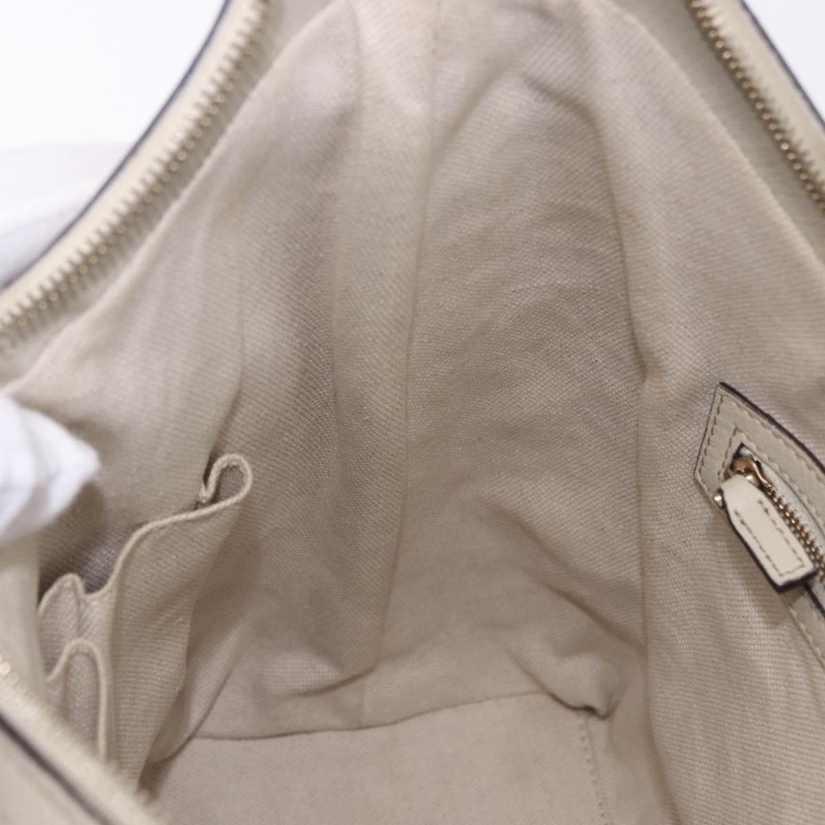 GUCCI GG Canvas Guccissima Shoulder Bag Leather Ivory Gold 257070 Auth 203463A