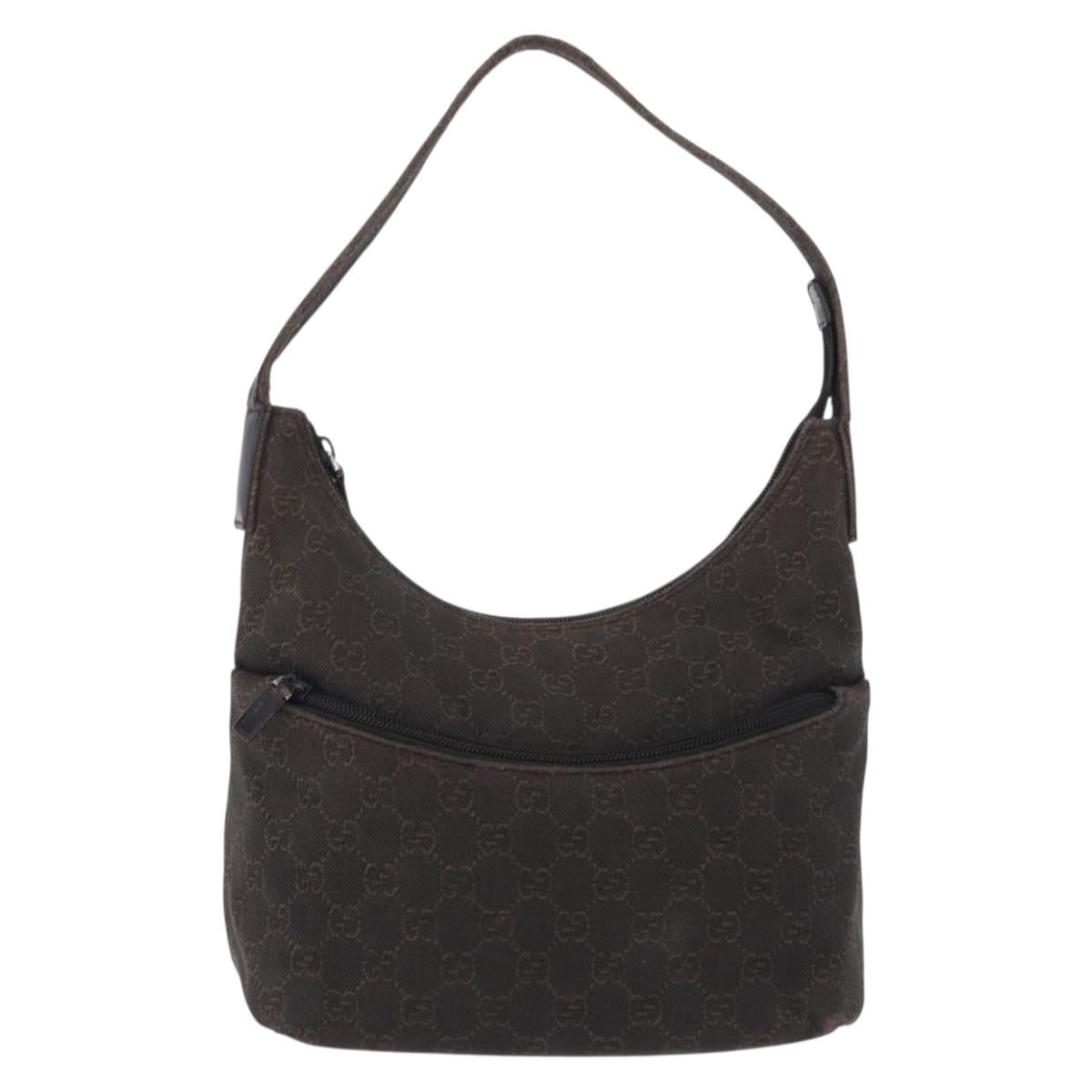 GUCCI GG Canvas Shoulder Bag Brown 105649 Auth 203464