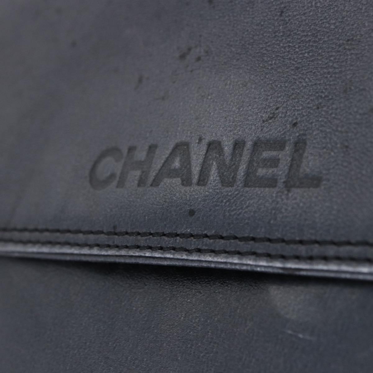 CHANEL Shoulder Bag Leather Blue Gold CC Auth 203466A