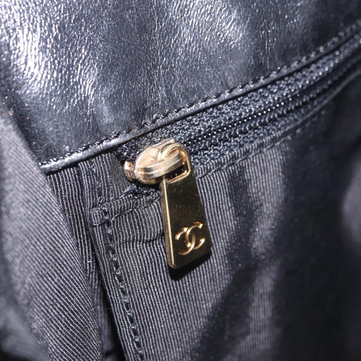CHANEL Shoulder Bag Leather Blue Gold CC Auth 203466A