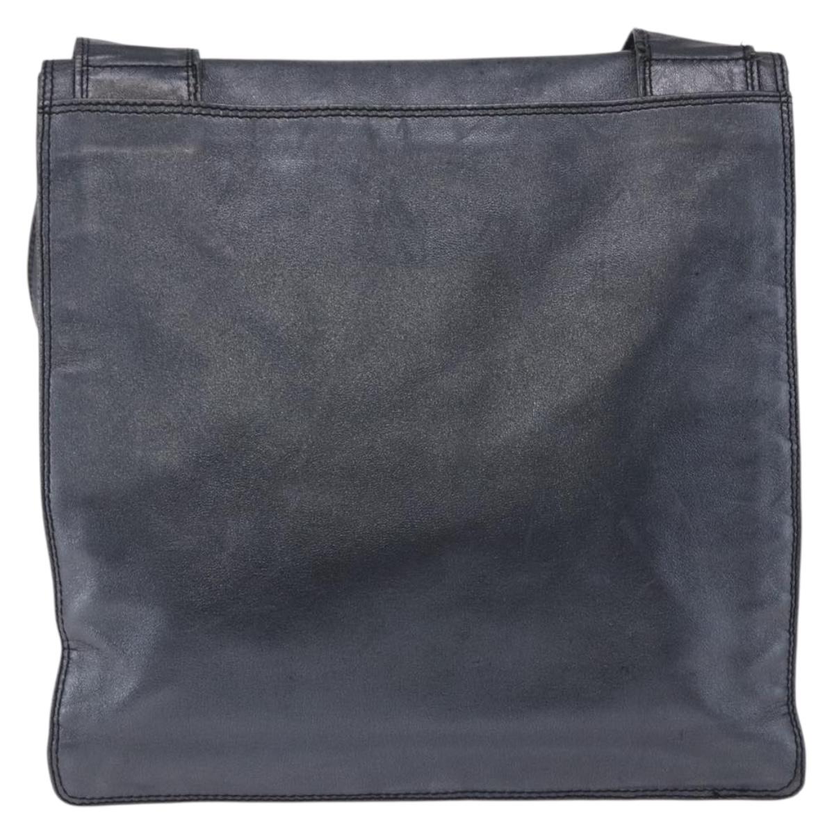 CHANEL Shoulder Bag Leather Blue Gold CC Auth 203466A