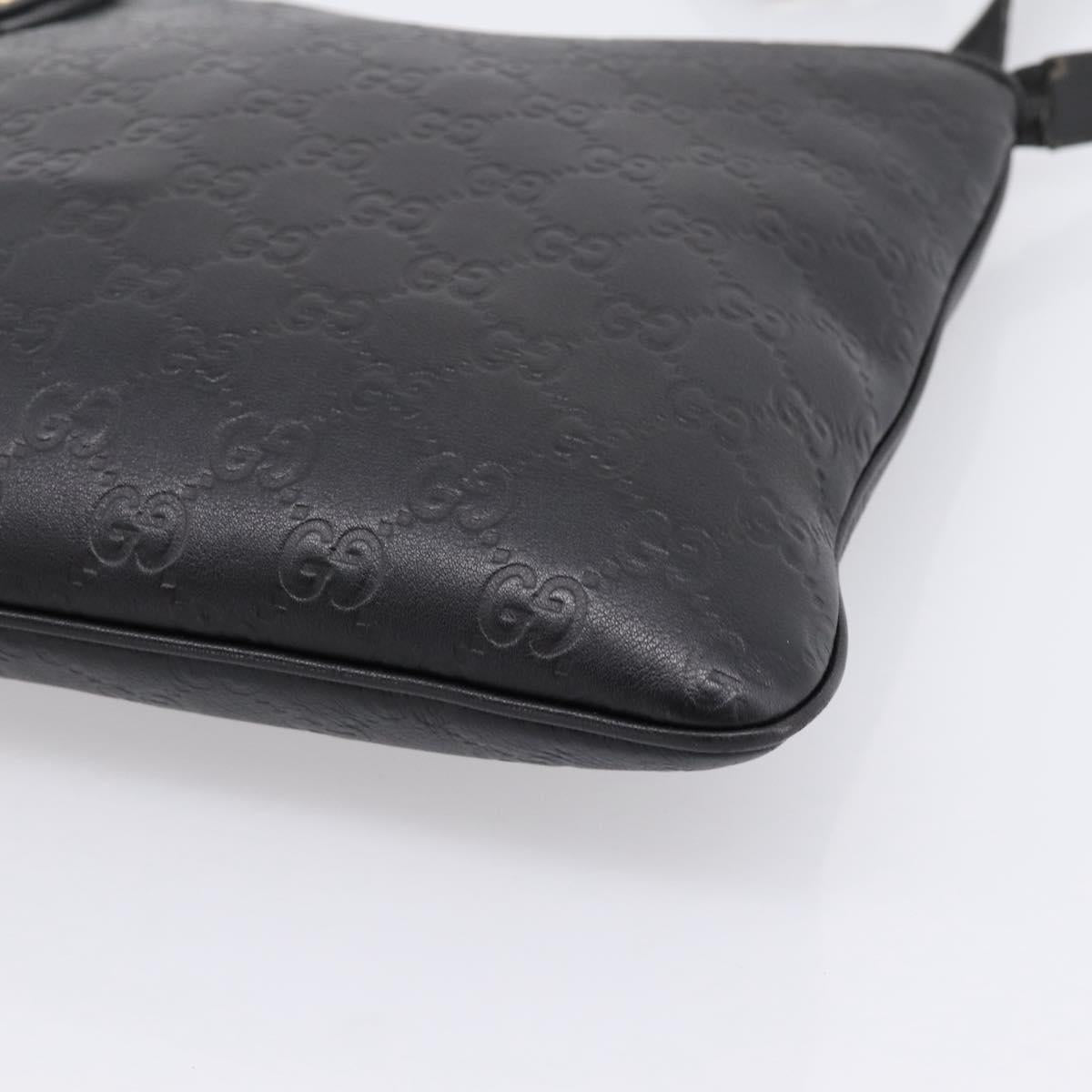 GUCCI GG Canvas Guccissima Bag Leather Outlet Black Gold 239347 Auth 203467V